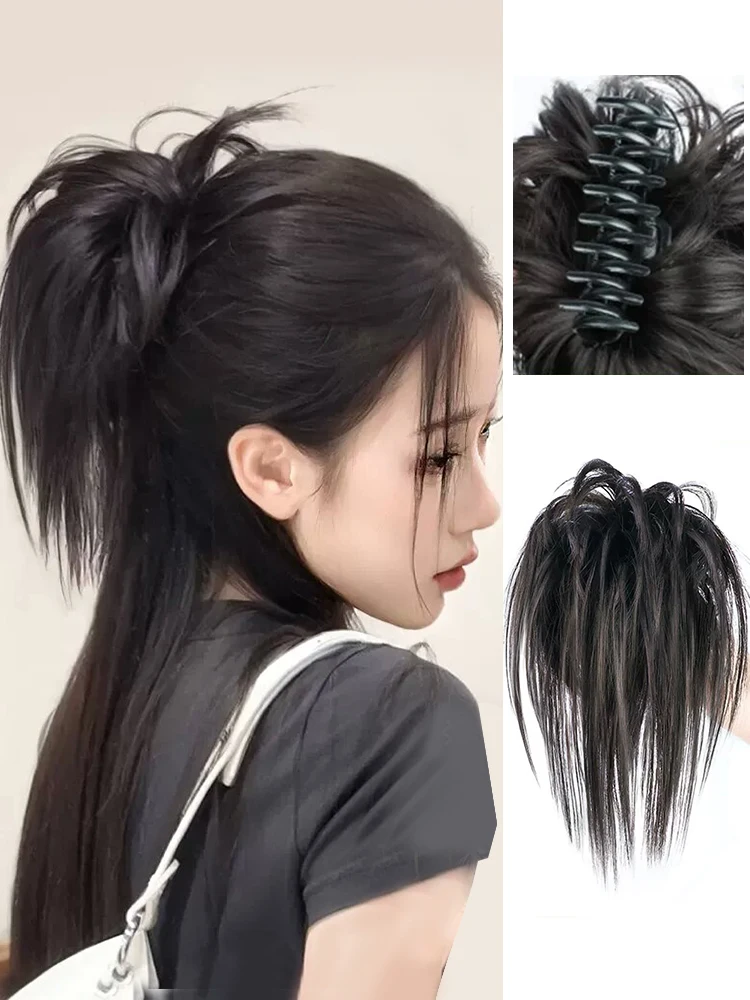 Synthetic Claw Clip In Ponytail Hair Extensions Diy Hairpiece Hair Bun Fake Blonde False Pigtail Tousled Updo Hair for Women