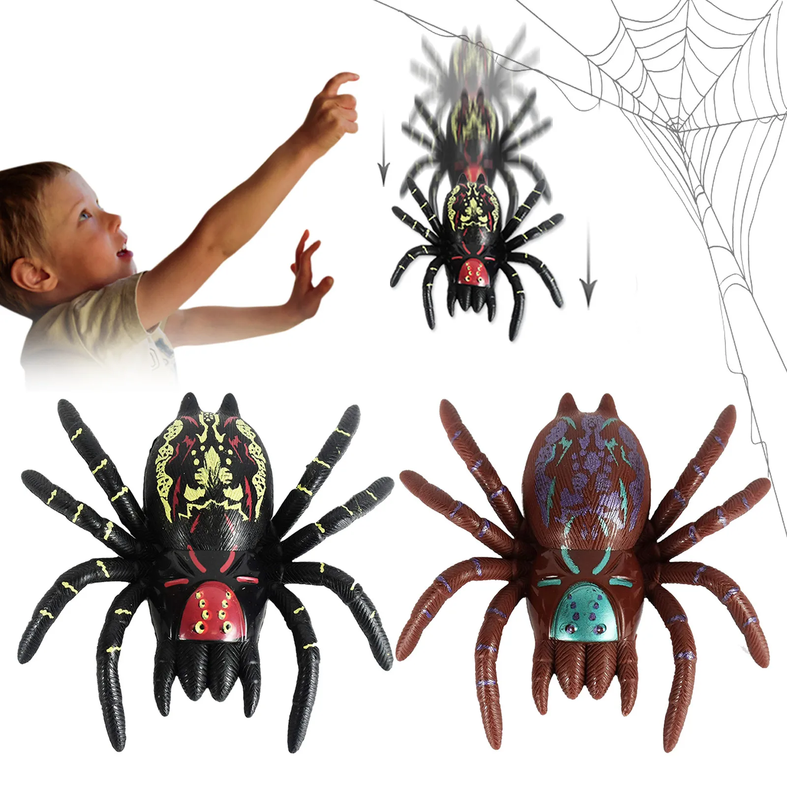 

HOT SALE Fake Spider Model Novelty Halloween Party Spider Window Walkers Favors Trick Joke Insect Simulation Spiders Funny Prop