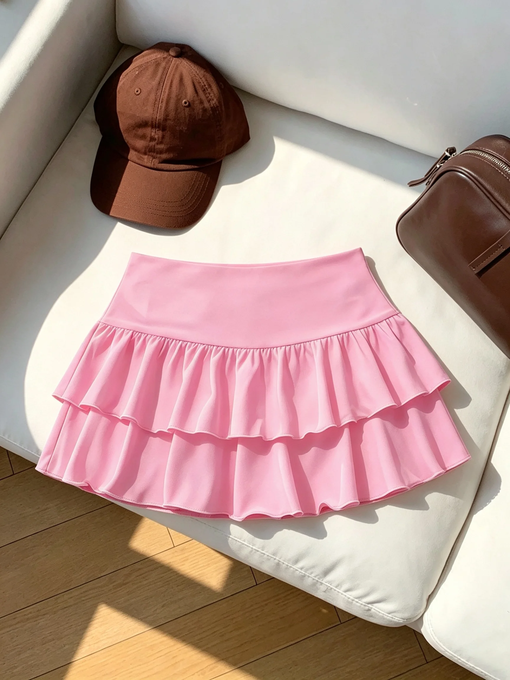 Women High Waist Tiered Ruffle Mini Skirt Double Layer Short Skirt Y2K Sexy Sweet Casual Vacation Party Basic Skirt