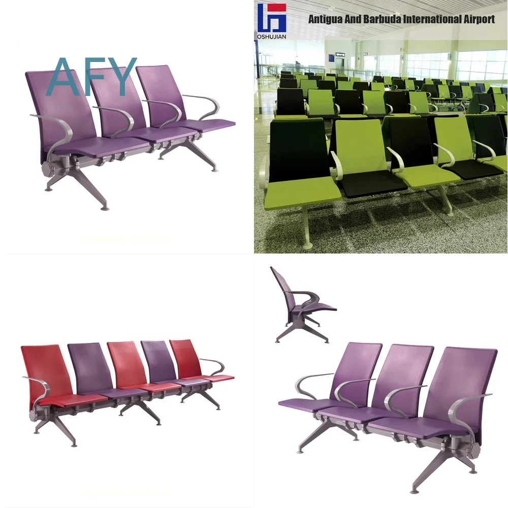 5 Seater Colorful PU Visitor Chair for Airport Waiting Lounge Office Reception Area Ergonomic Modern Design Foldable