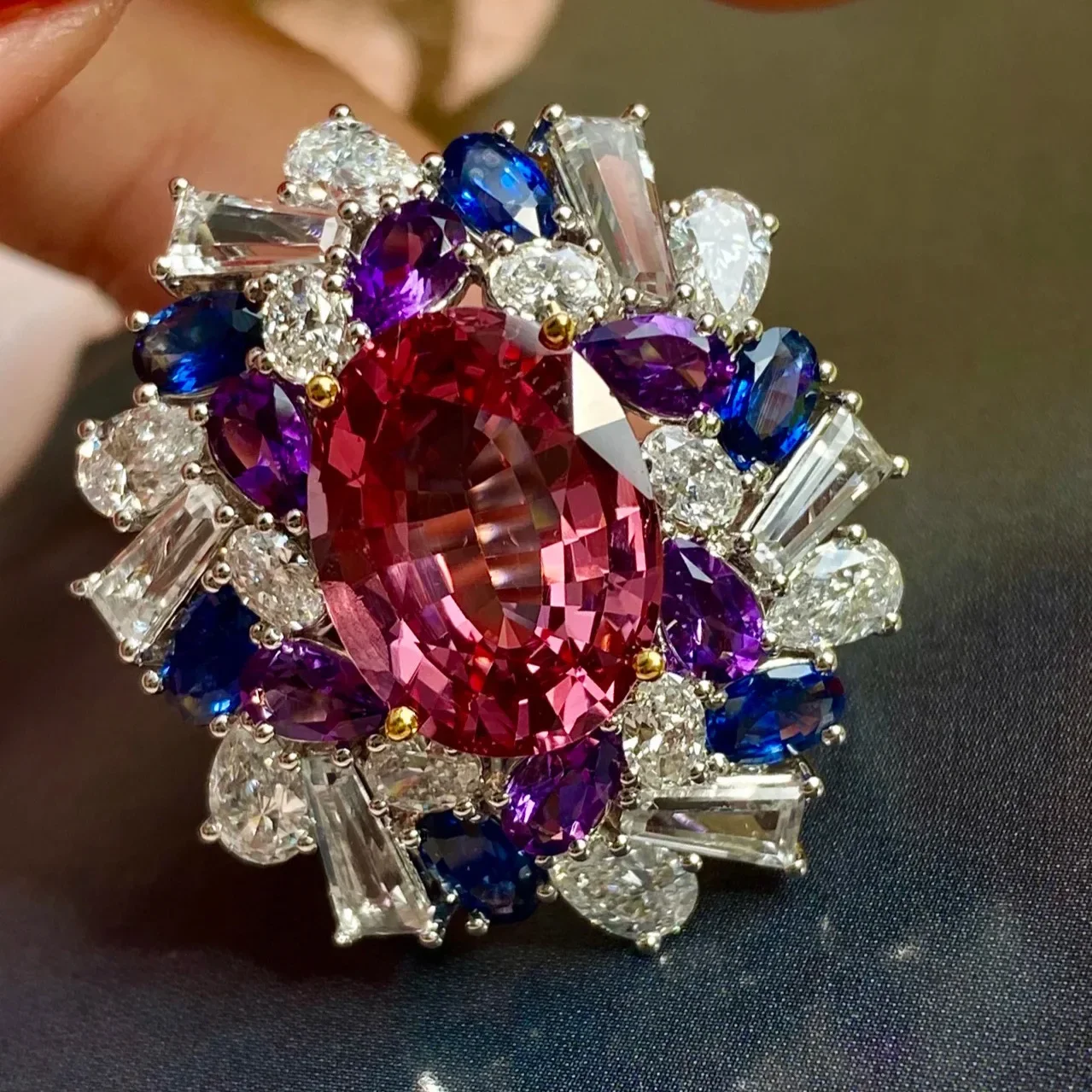 Luxury Real Solid Silver Wedding Rings for Women Oval 6ct Ruby Gemstone Ring 925 Pure Silver Engagement Cocktail Fine Jewelry