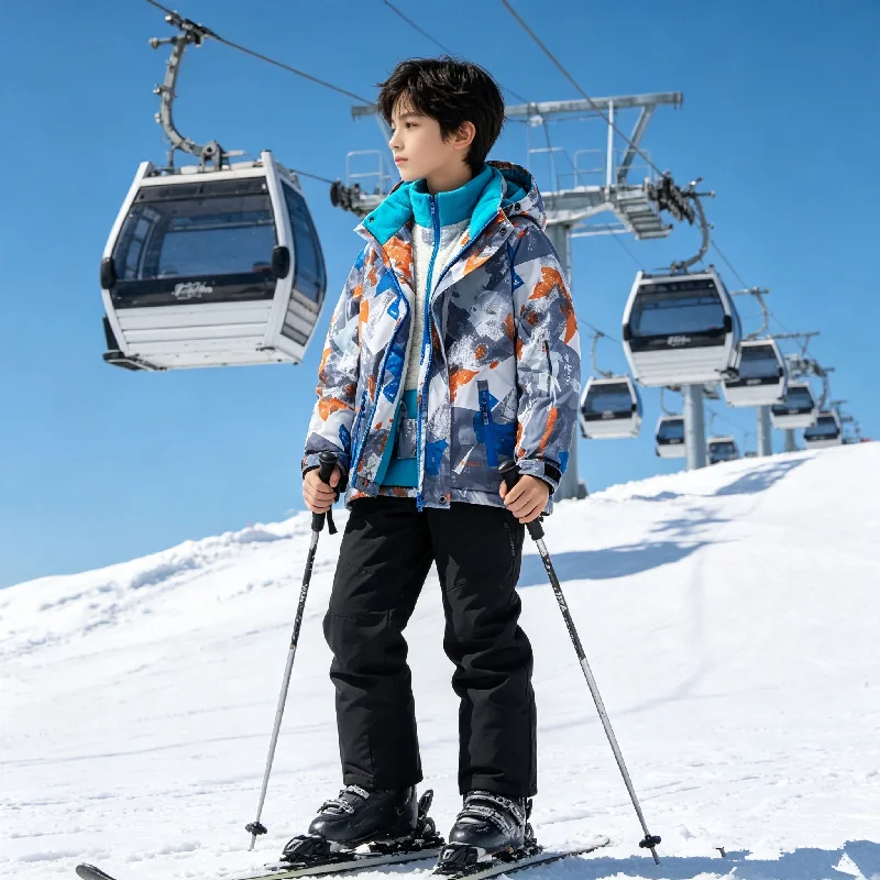 Winter Teenage Students Skiing for Boys and Girls Windproof and Waterproof Thick Coat Graphene Thermal Storage Inner LinerCoat