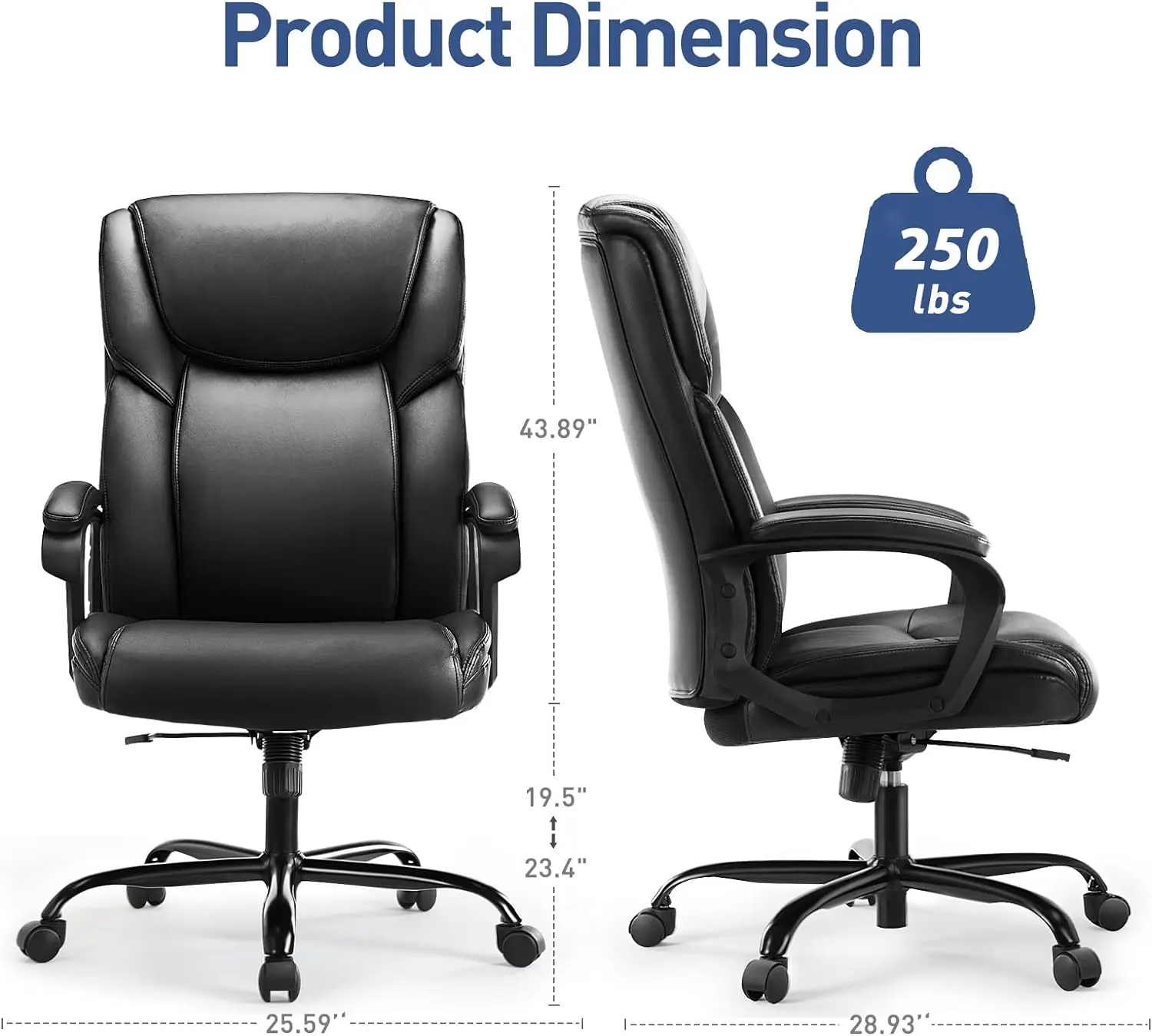 Eksekutif tinggi kembali meja kantor rumah sandaran tangan lembut empuk, tinggi dapat diatur ergonomis komputer Lumbar dukungan berikat