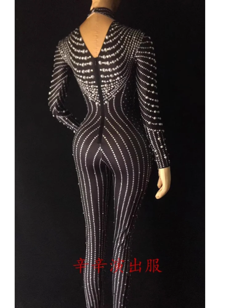 2025 Mode Nieuwe Stadium Kleding Parel Water Diamant Elastische Afslankende jumpsuit Prestaties Jurk