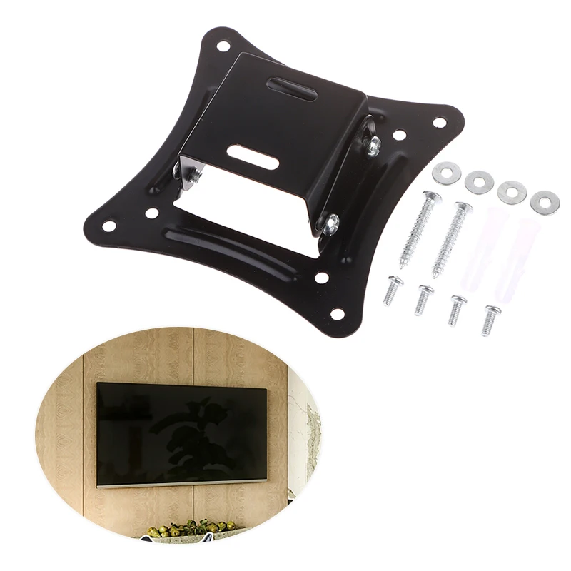 Настенная подставка для телевизора 14-27 дюймов с фиксированной плоской рамой и наклоном 15 градусов