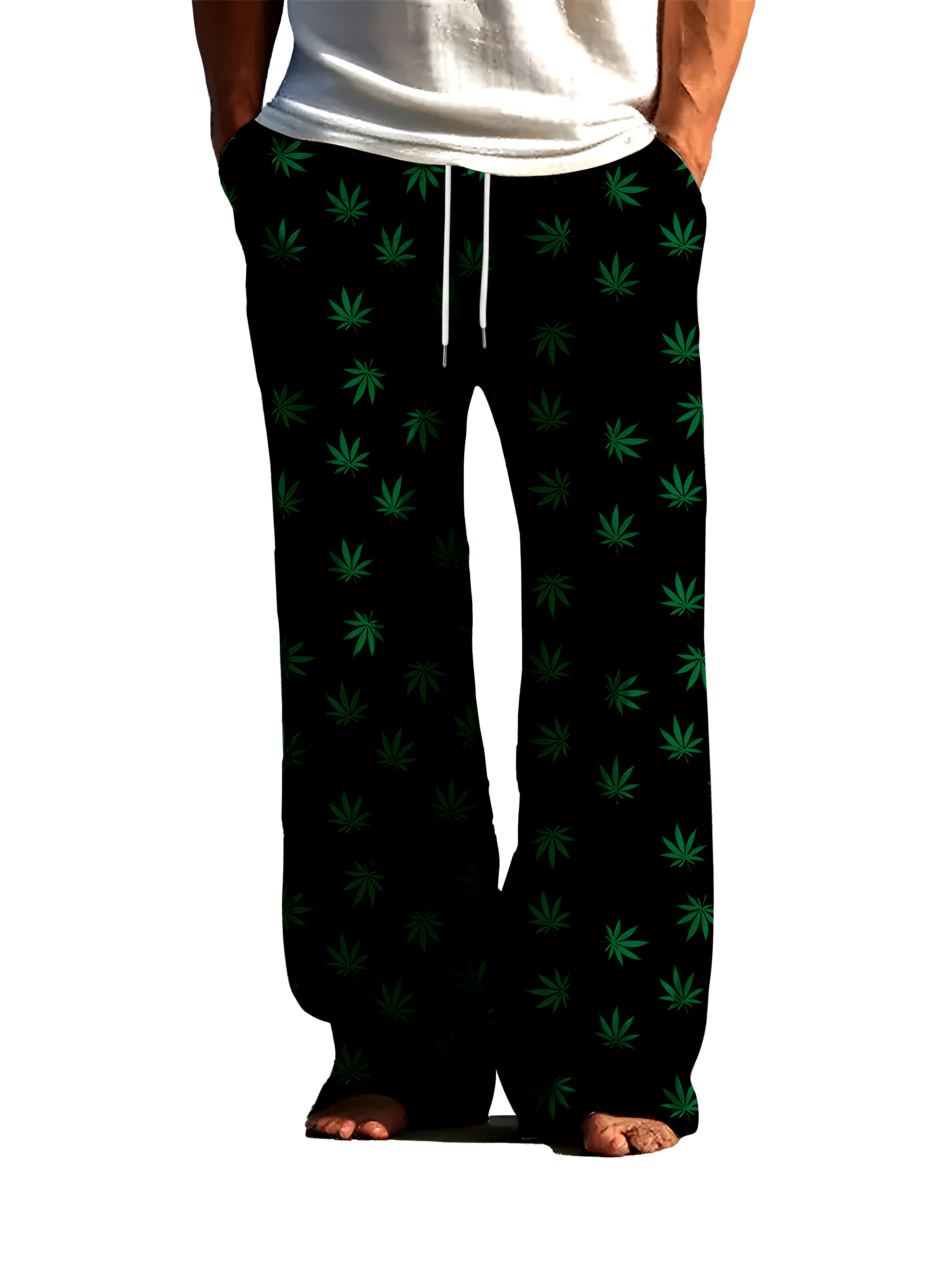 

New Men's 3D Full Print Casual Pants, Skin friendly Air Conditioning Pants, Four Seasons Thin Beach Pants for Home Use