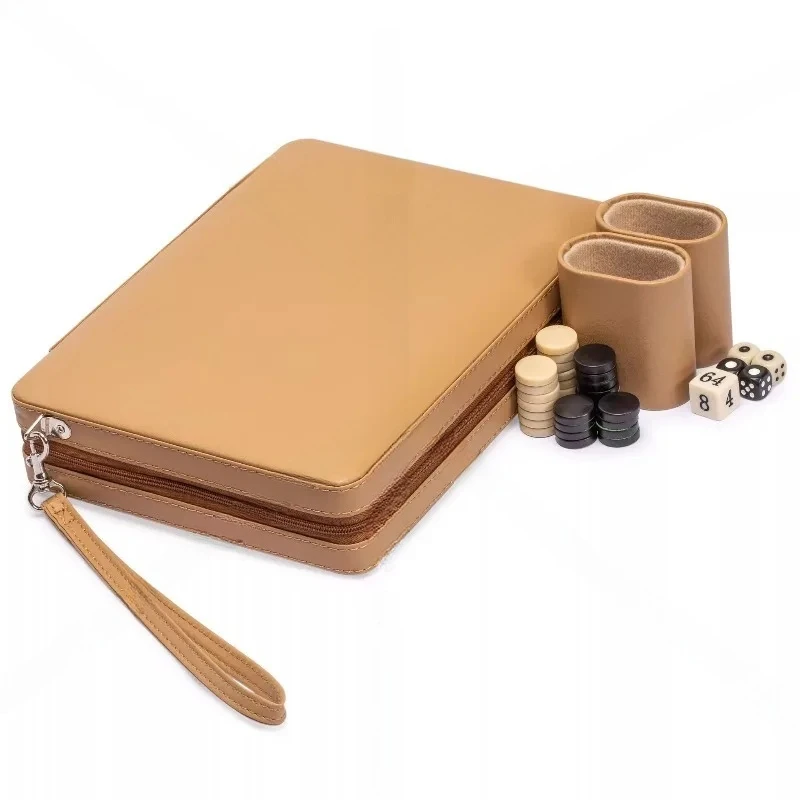 Leather Chess Acrylic Backgammon Travel Edition