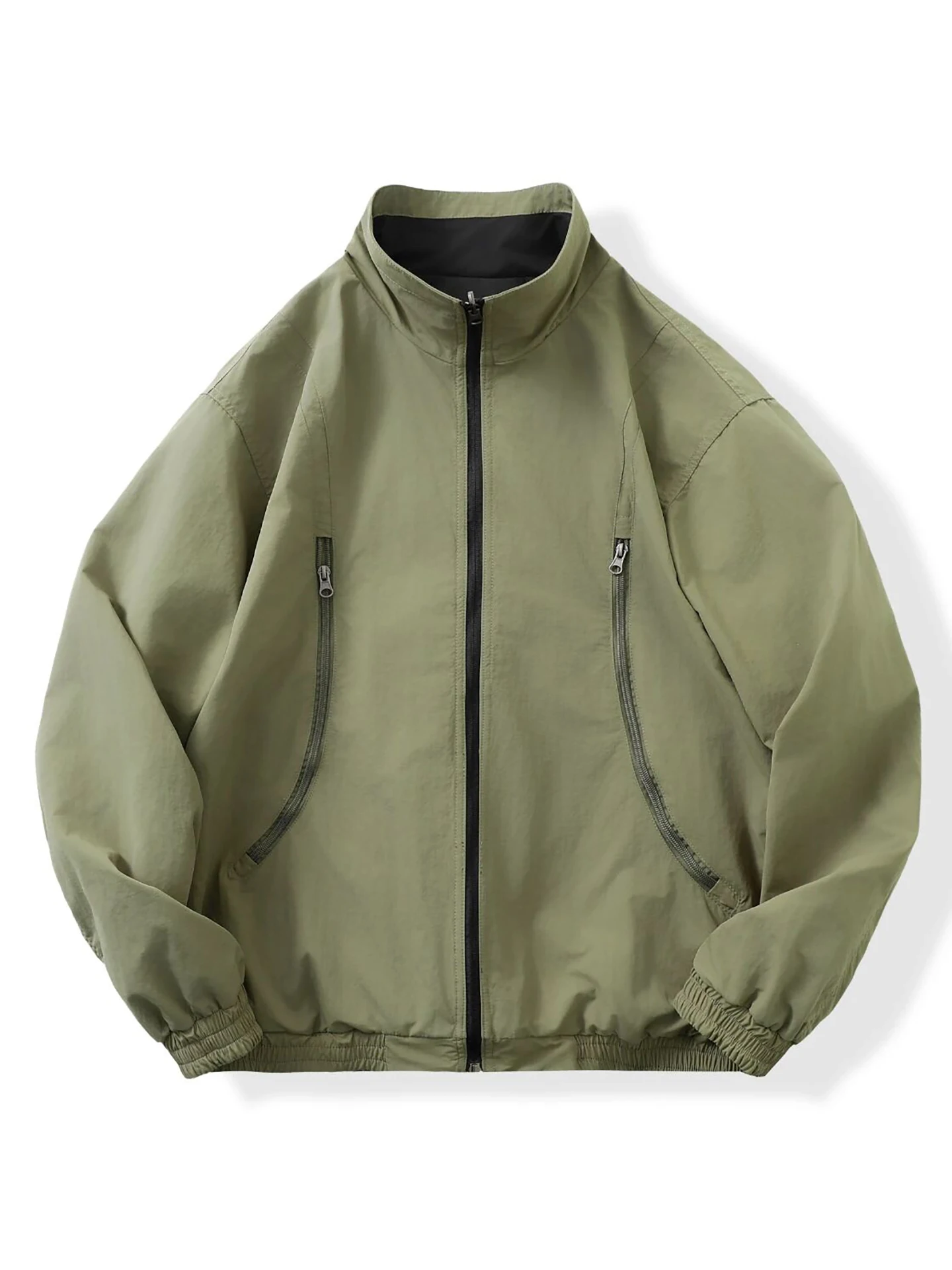 

Модная двусторонняя легкая технологичная мужская куртка с воротником-стойкой на молнии, повседневная, из полиэстера, с цветовыми блоками