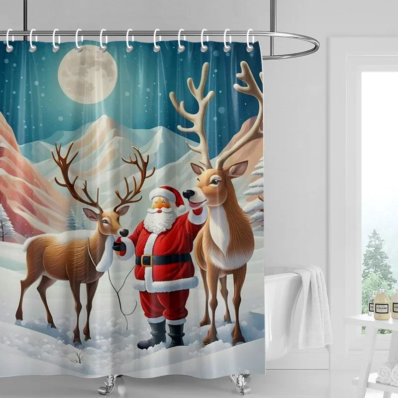 Home decoration shower curtains for bathroom waterproof curtain fabric Modern Nordic style Living Room Merry Christmas winter