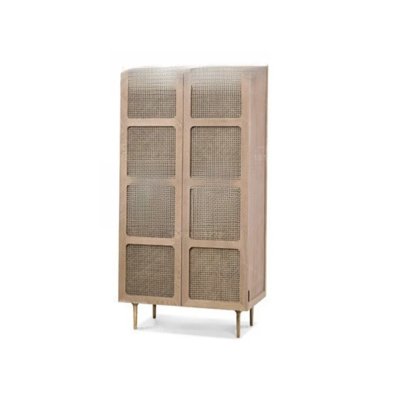 

Nordic simple rattan wardrobe, American creativity, postmodern log color storage, Teng surface solid wood locker