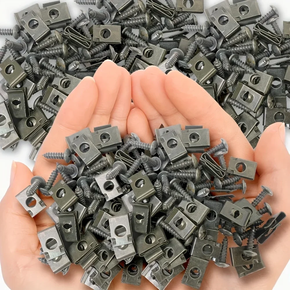Mixed Car Motorcycles Metal Screw Tapping Fastener Clip U-Type Clip with Screw Anti-rust Protection Clip Screw Buckle Iron Sheet