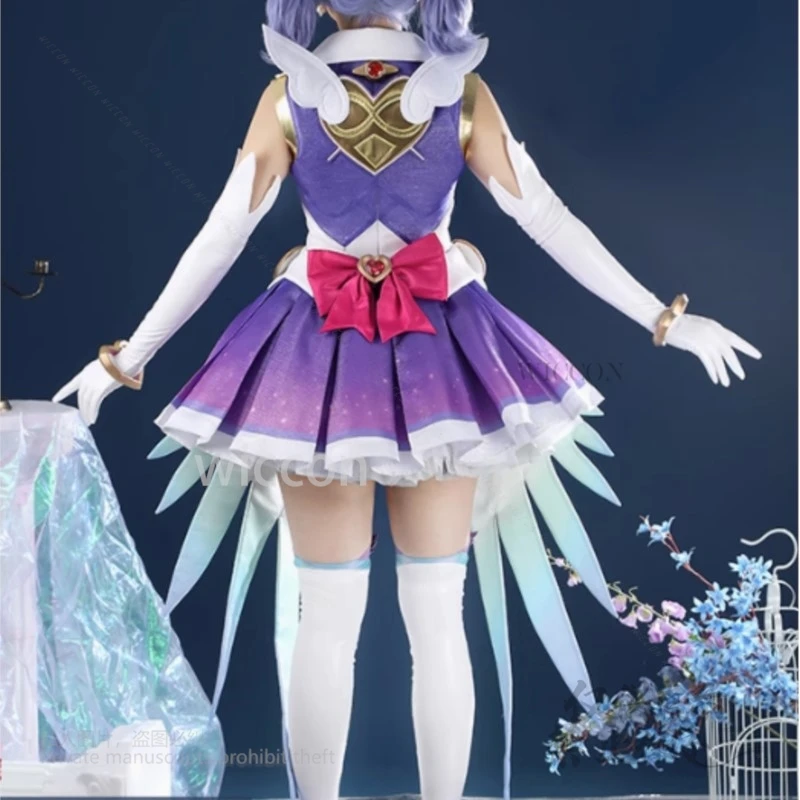 فستان كيريكو التأثيري للفتيات السحريات فستان أرجواني للنساء لحفلات الهالوين بدلة لعب الأدوار لعبة فوق ساعة اوو كوسبلاي