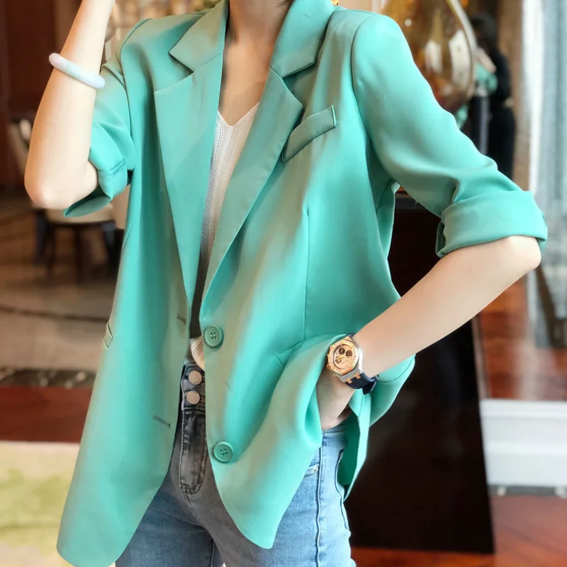 Pink Loose Thin Jacket for Women Coat 2024 Blazers Trend Womens Blazer Suits Tailoring Clothing Casual Chic and Elegant Stylish