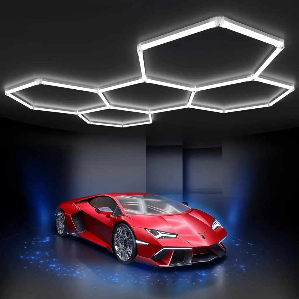 LED Hexagon Garage Light 25 Pack Honeycomb 6500K Super Bright  DIY 192W, 23040LM Basement Gym Auto Beauty Shopping Mall