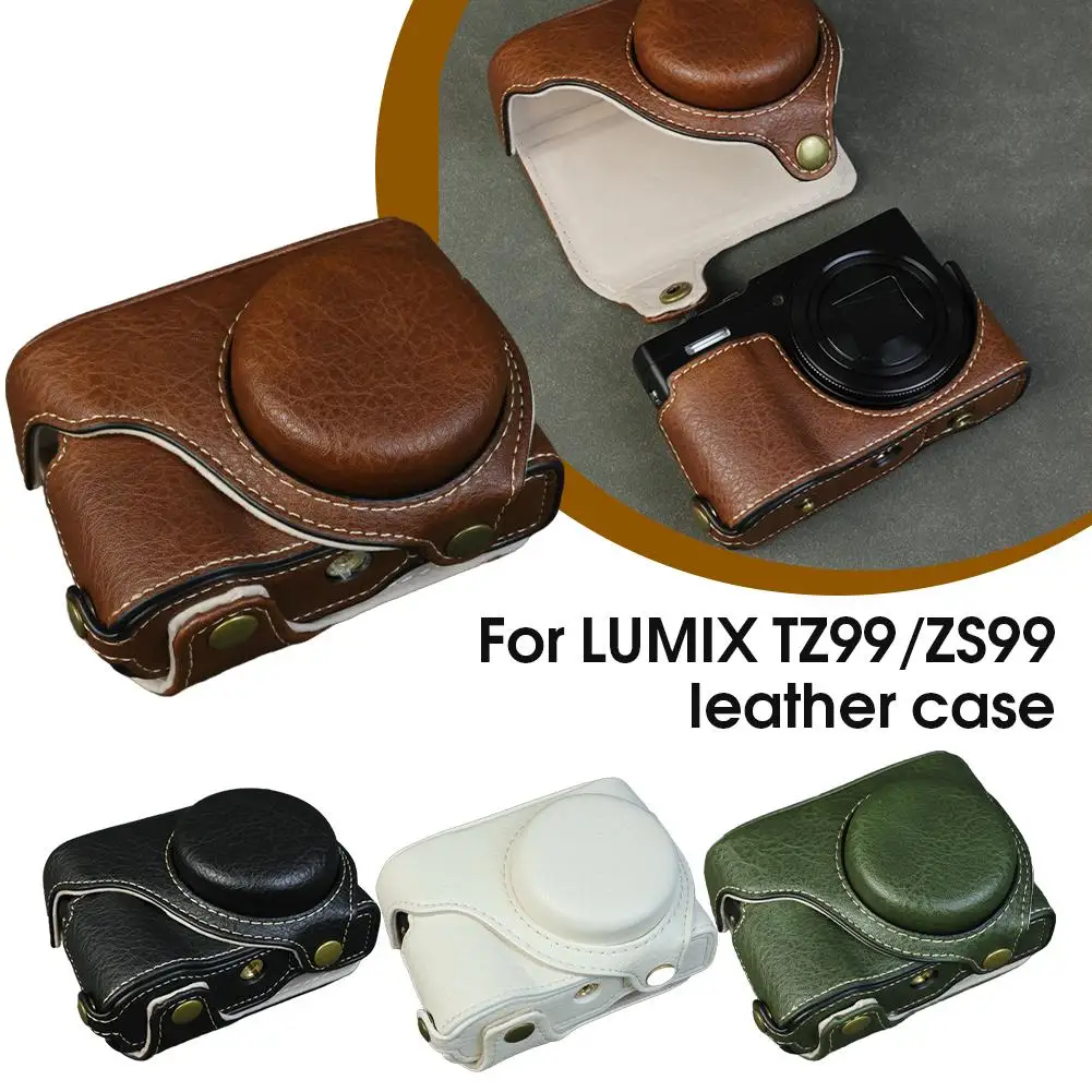Precision Camera Case for Panasonic LUMIX TZ99/ZS99 - Genuine Leather Half Body Protective Cover with Bottom Access Port