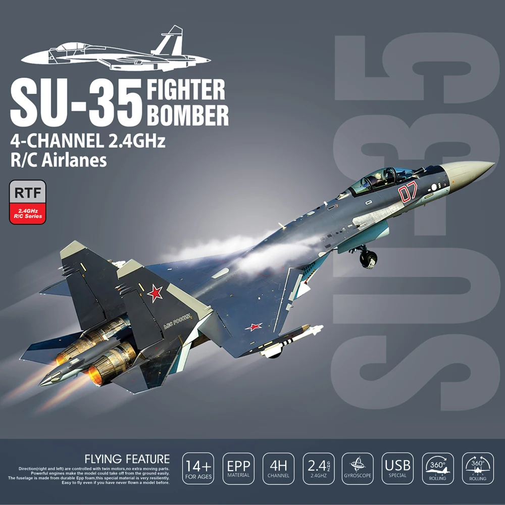 52.5CM SU-35 zdalnie sterowany samochód 2.4G z diodami LED 6D odwrócony lot akrobacje duży samolot pilot szybowiec samolot EPP zabawki z pianki