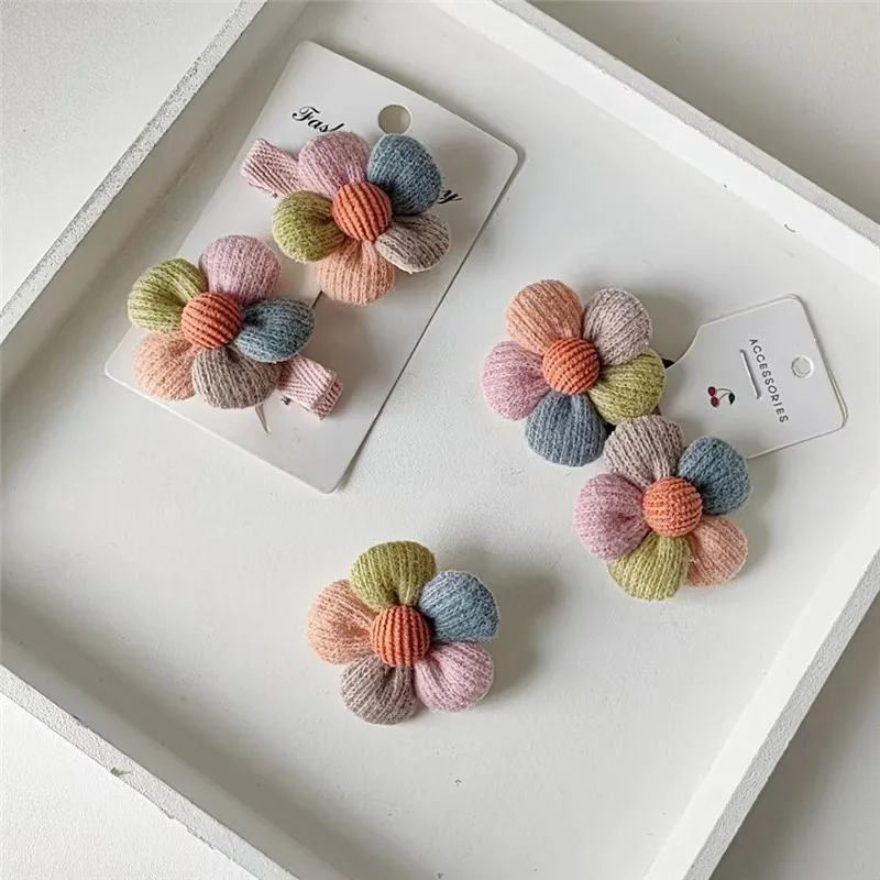 Fabric Flower Hair Tie Colorful Blossom Scrunchie Youthful Spring Summer Cute Accessory for School Girl Daily Wear