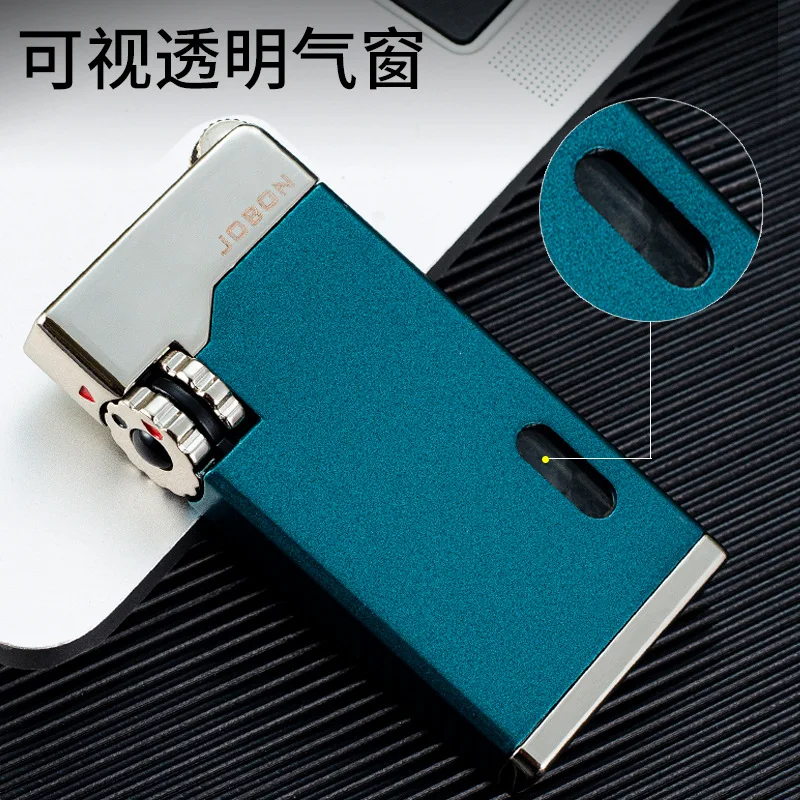 Jobon Creative Blue Flame Dual Jet Refillable Gas Lighter with Visible Gas Tank, Safety Lock, Wholesale image 6
