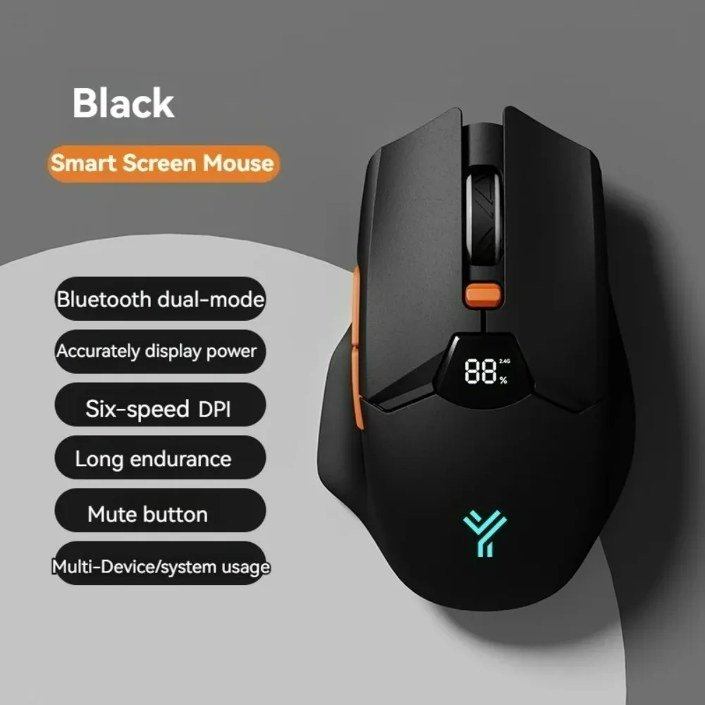 Mouse wireless Bluetooth dual-mode 2.4G con display a LED Mouse silenzioso ricaricabile per giochi da ufficio e computer desktop