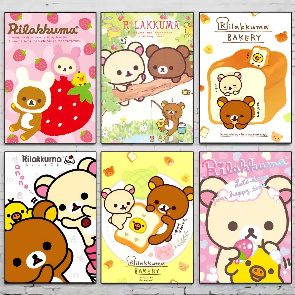 Cute R-rilakkuma Poster Vintage Wall Art Aesthetic Room Decor Print Living Room Bedroom Home Decoration
