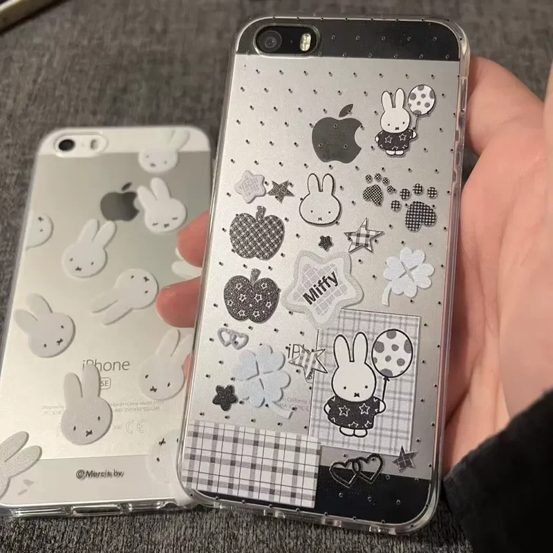 Kawaii Miffy Black White Rabbit Case for Apple IPhone 17 Pro Max 16 15 14 13 Pro 12 11 Xs 8 Plus Cute Soft Cartoon Lovely 2026