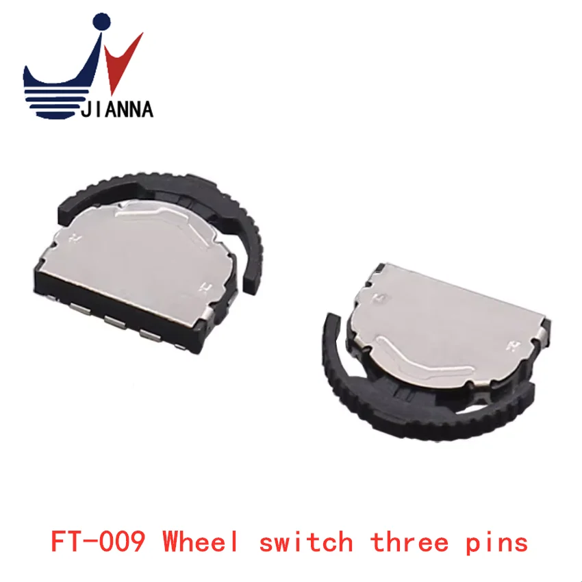 FT-009-Interruptor de roda de cabeça grande, três pinos, roda de onda multifuncional, redefinir o interruptor de roda, movimento esquerdo e direito