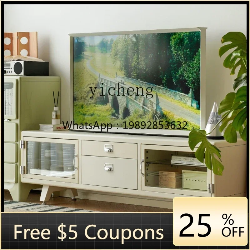 

retro TV cabinet floor-to-ceiling living room household small apartment simple storage metal glass cabinet