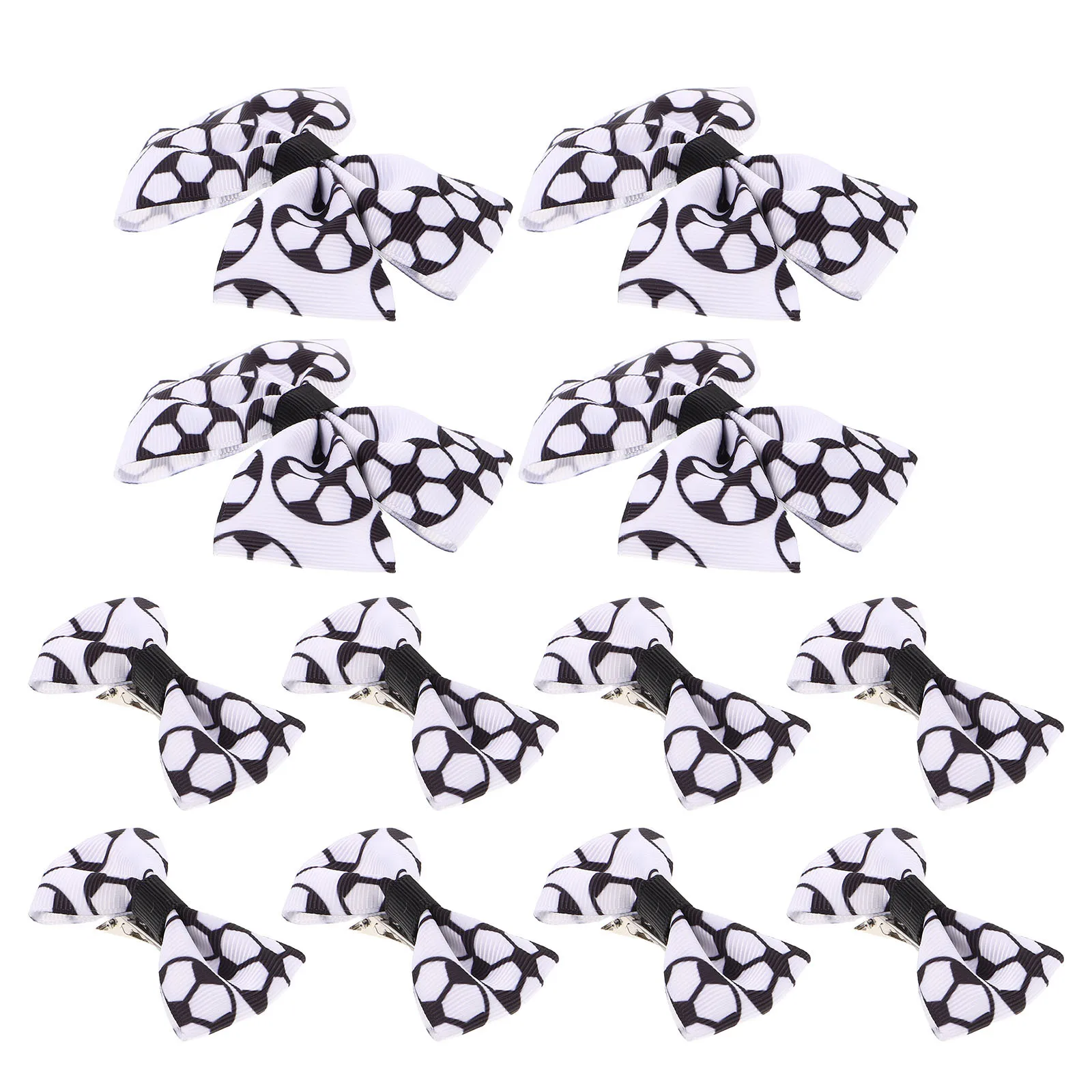 

12Pcs Hair Bow Clips Football Soccer Bows for Black White Sports Theme Party Casual Hair Accessories Football Ribbon Bows