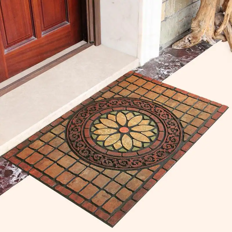 

Европейский стильный резиновый флокированный придверный коврик для виллы, противоскользящий пластиковый грязезащитный коврик для входа, домашний входной коврик