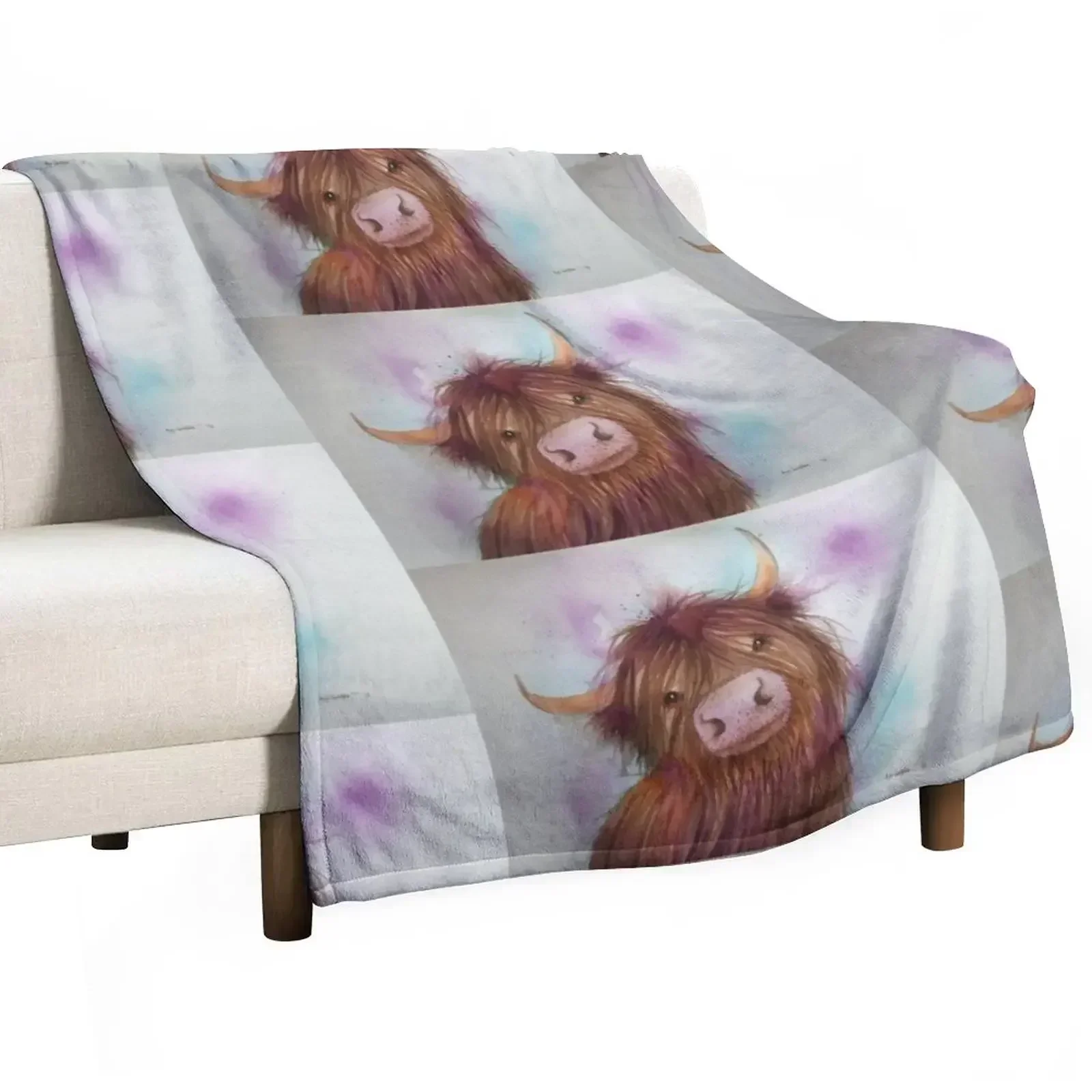 

Heeland Coo, Highland Cattle,Cute Highland Cow Throw Blanket Flannels Decorative Sofa warm winter Blankets