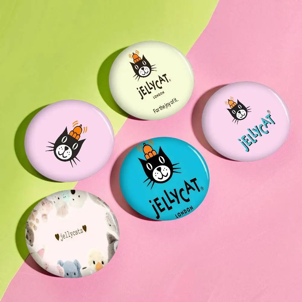 J-Jellycat Fluffy-Plush Round Button Pins Slogan Creative Brooches Backpack Clothes Decoration Fashion Cartoon Jewelry Gifts