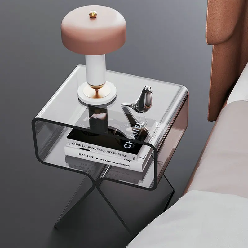 Acrylic light luxury bedside table modern simple creative side table small narrow edge children's mini ultra-narrow bedside cabi