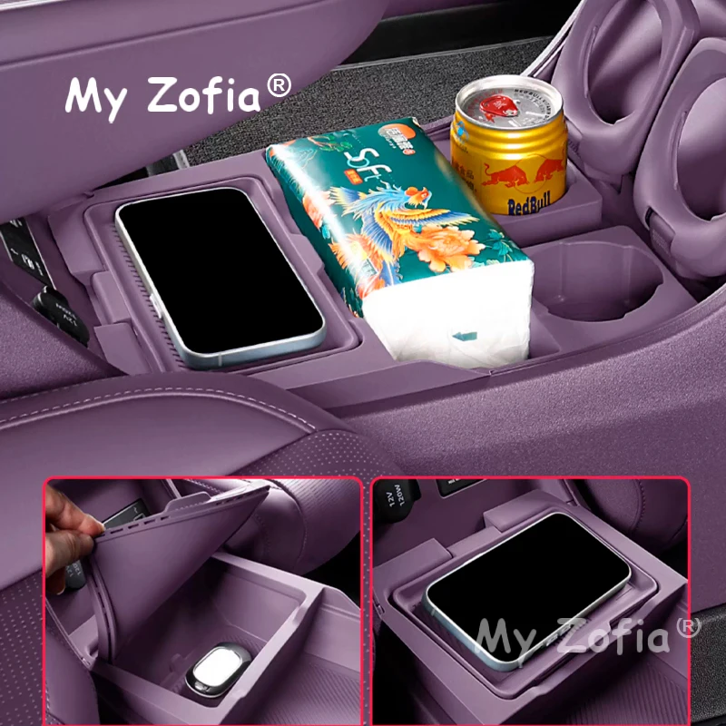 For Leapmotor B10 2025 2026 Car Armrest Under Storage Box Organizer Tray Card Coin Stowing Tidying Interior Storage Accessories