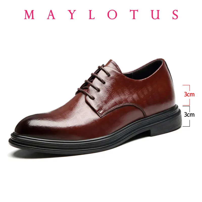 

High Quality Height Increase 3/6/8 cm Oxford Dress Shoes Men Genuine Cow Leather Dress Shoes Men Formal Shoes Winter/Spring