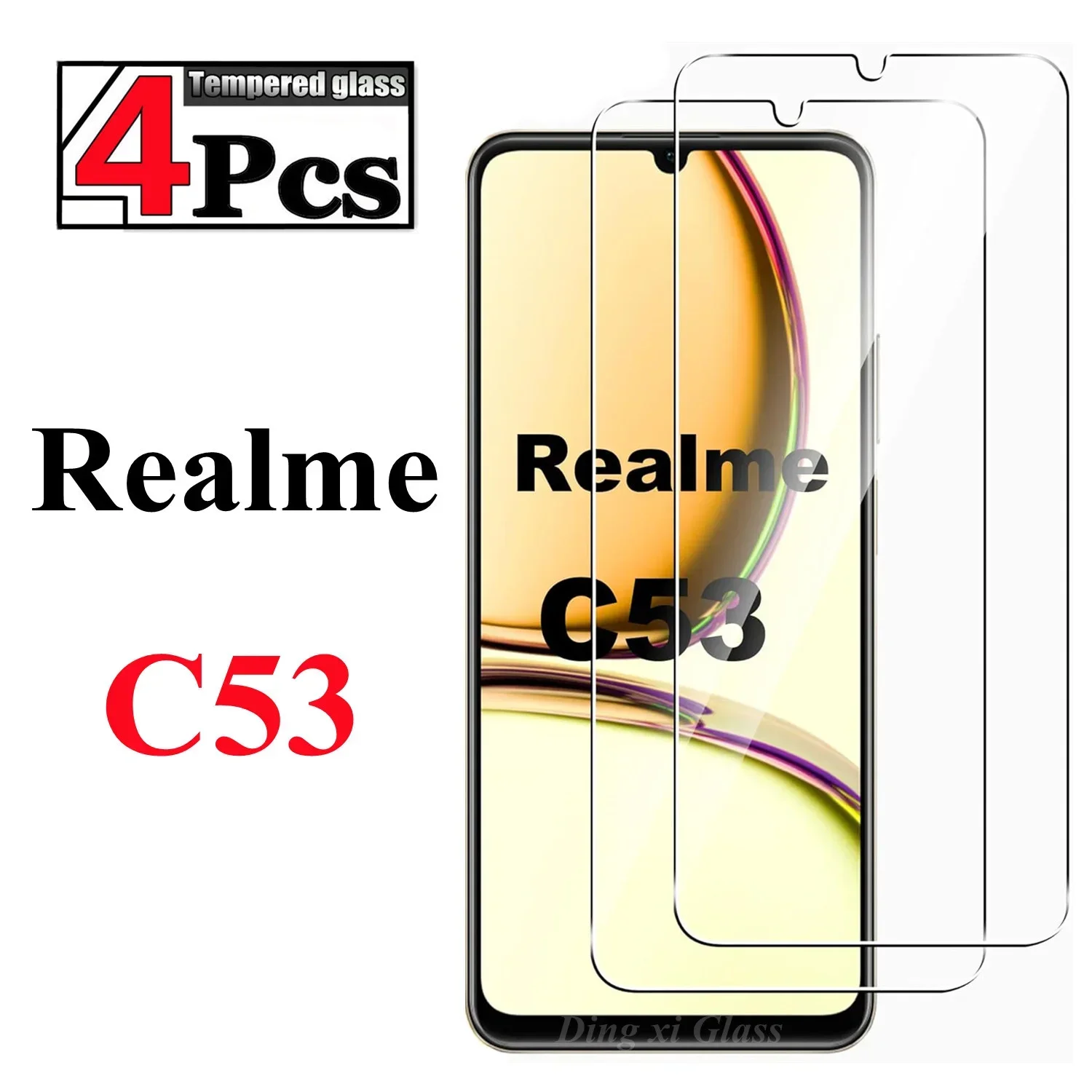 1/4 piece high-definition tempered film HD+high-quality tempered glass For Realme C53 screen protector glass film