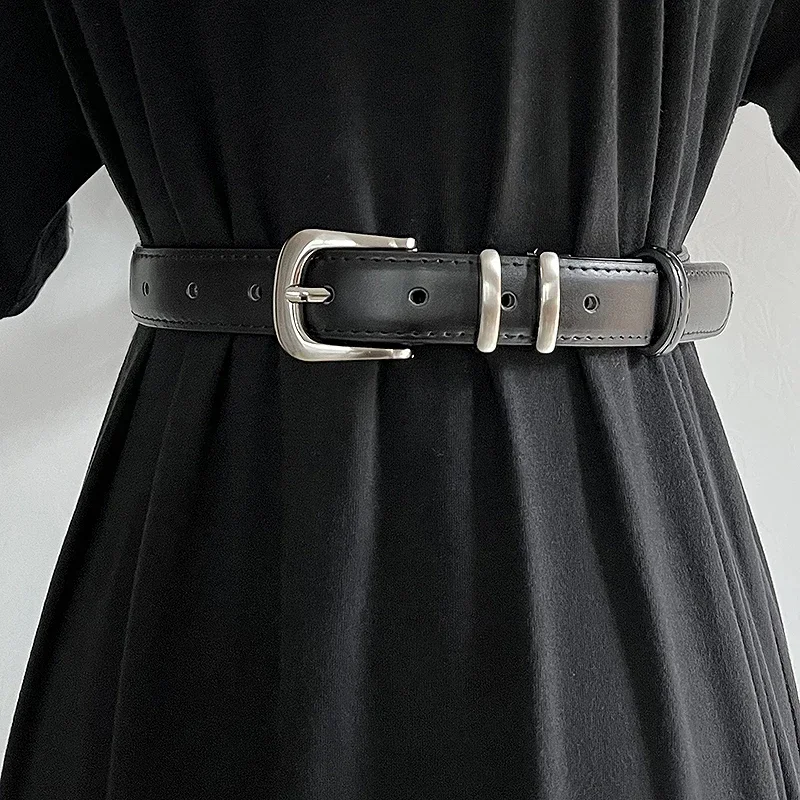 High Quality Real Leather Jeans Belts For Women Simple Design Metal Buckle  Waist Belts Cowskin Men Unisex Casual Strap Ceinture