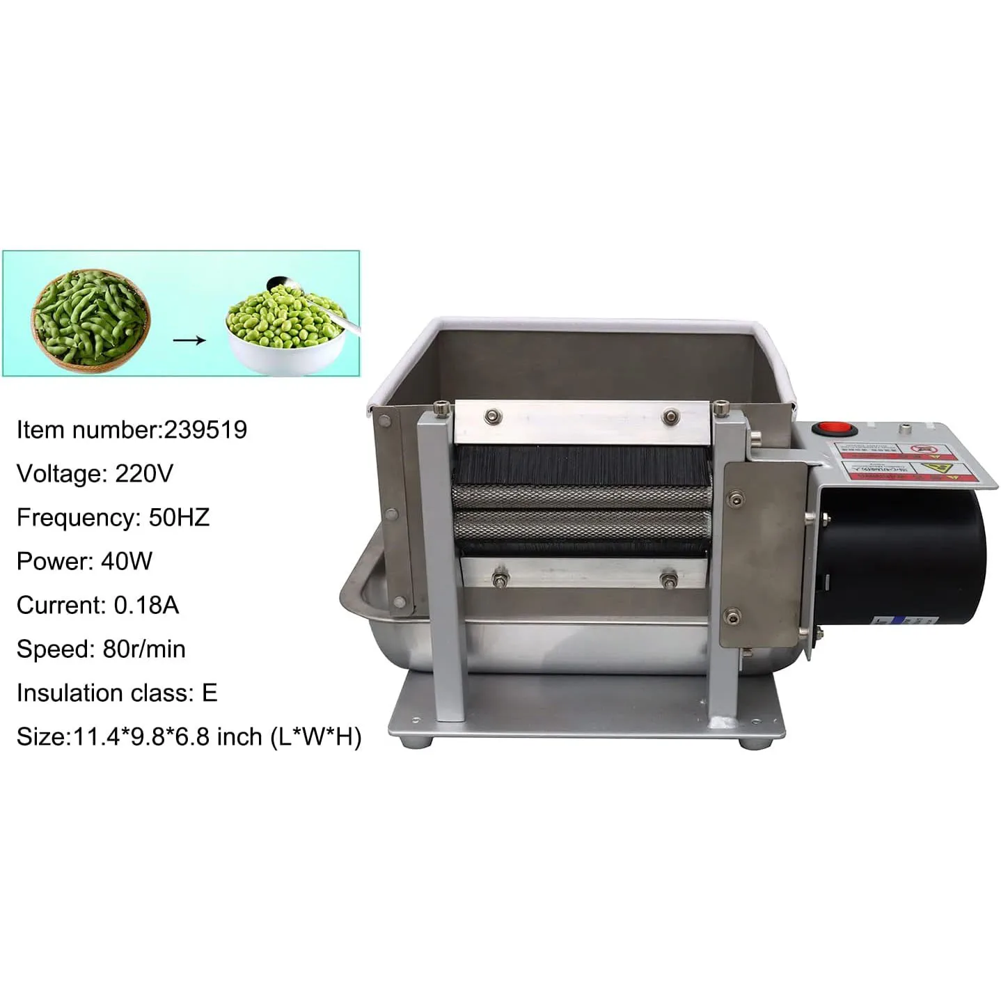 Erbsen-Schälmaschine, kleiner Edelstahl-Schälmaschine für grüne Bohnen, kommerzieller Bohnen-Erbsen-Schäler, elektrische Erbsen-Bohnen-Schälmaschine, 220 V