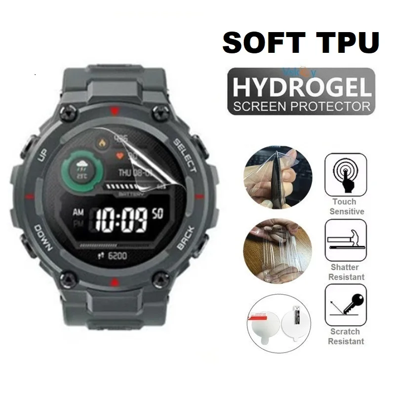 10PCS TPU Hydrogel Weichen Bildschirm Protector für Amazfit T-REX 2 Runde Smart Uhr HD Klar Schützender Film für T-REX pro