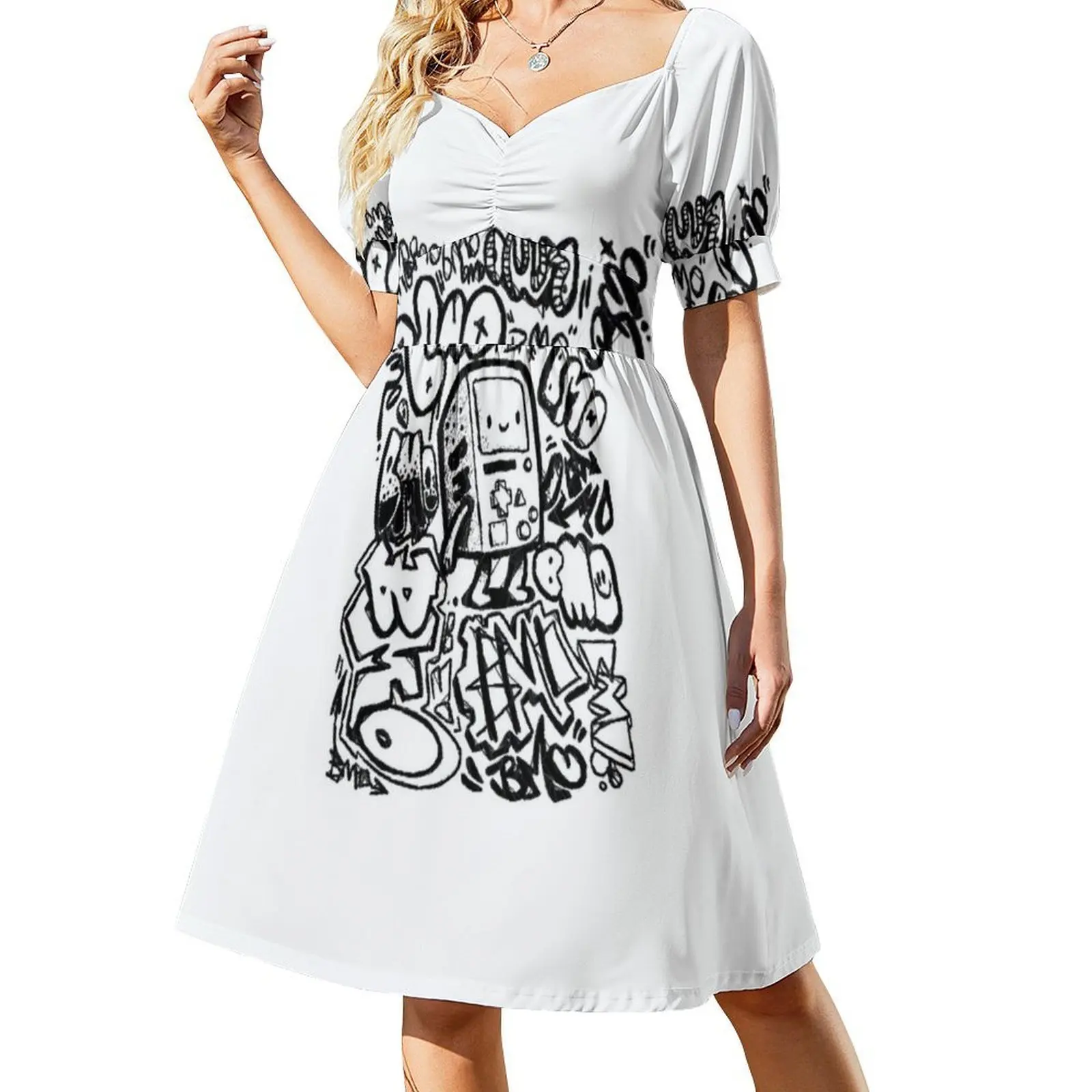 Bmo Graffiti Abito da festa streetwear da donna Stampa alla moda Abbigliamento da club per donna Bmo Fan Art con Finn e Jake Bmore Evening