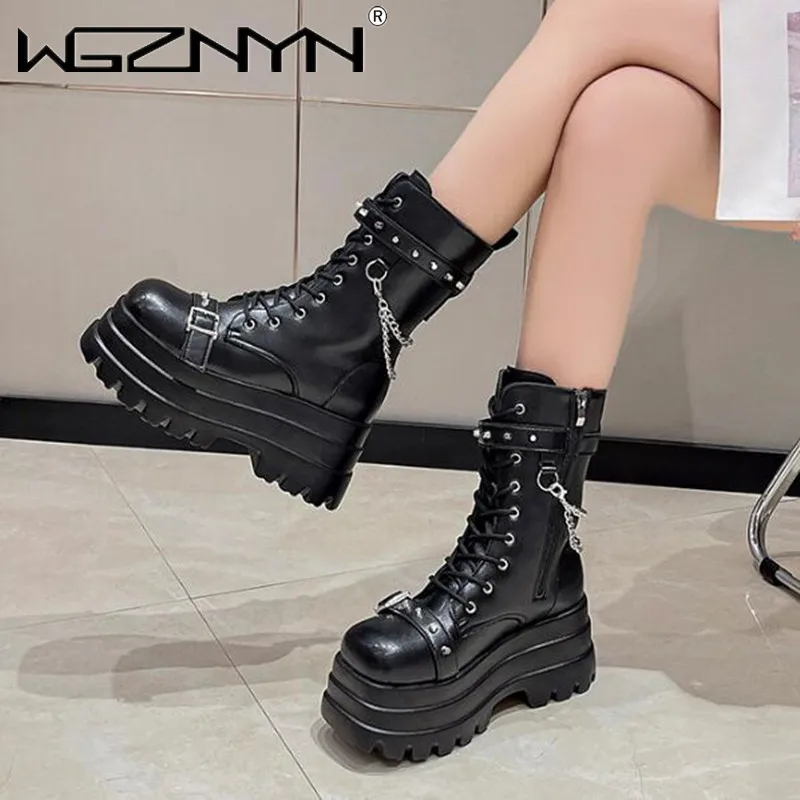 Autumn Winte Platform Women Ankle Boots Gothic Style Cool Women Combat Boots 2024 Brand New Street Women Shoes Boot Big Size 42