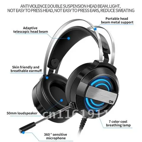 7.1 USB Sound Wire Gaming Headset For PC Gamer Computer Mac Laptop Game Headphones With Microphone Noise Canceling Earphone