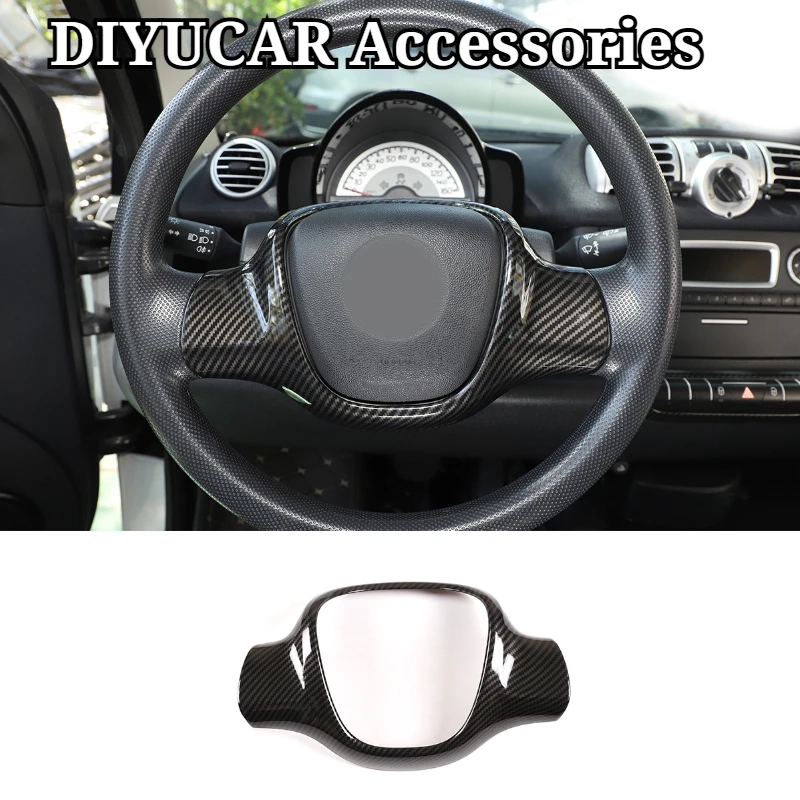 For Mercedes Benz Smart Fortwo 451 2009-2015 ABS Carbon Fiber Car Steering Wheel Frame Cover Trim Interior Car Accessories
