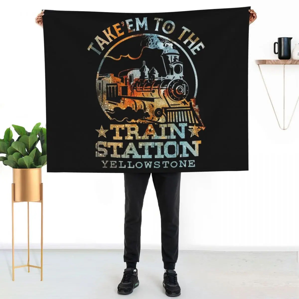 

western coountry yellowstone take em to train station Throw Blanket Long Lasting Soft Plush Blanket for Daily Use