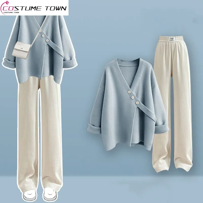 

Spring Wear 2023 New Loose Knitted Sweater Women's Slim and Versatile Casual Pants Women's Two Piece Set Fashion