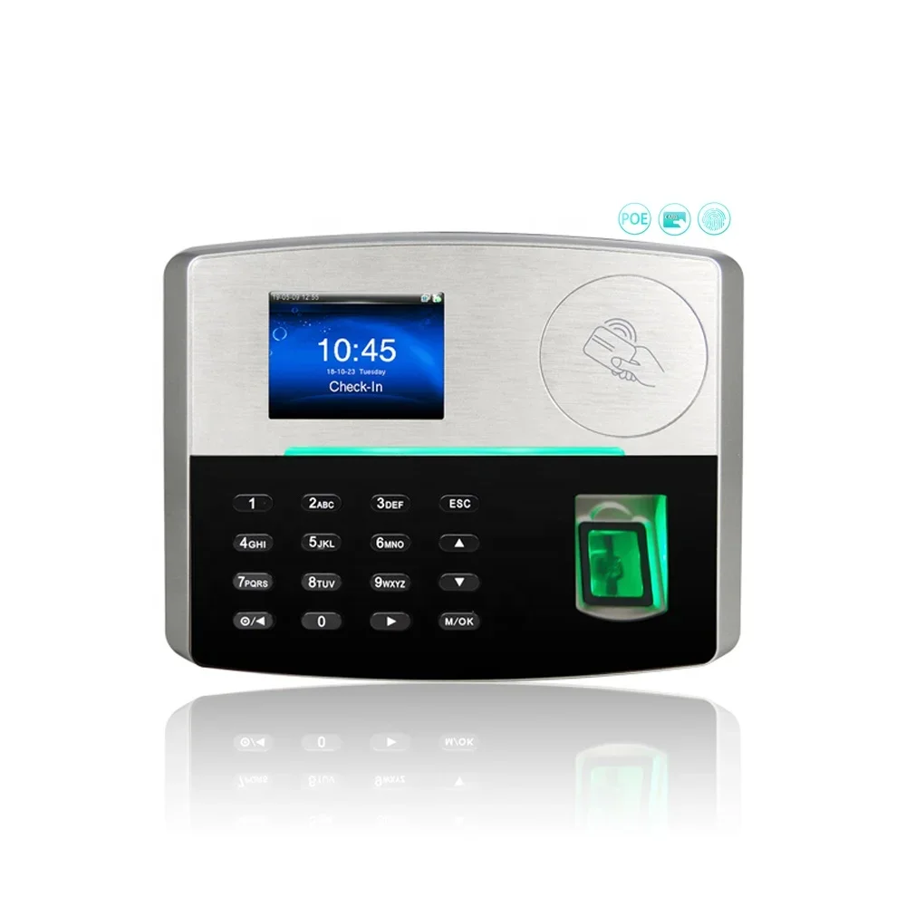 Internal POE and Biometric Fingerprint Time Attendance System Device with built-in Battery Support RFID Card Reader