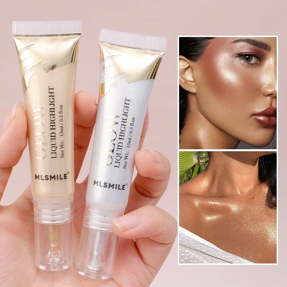 Glitter Highlighter Liquid Pearlescent Waterproof Longlasting Brightening Liquid Highlighter Stick Eyes Face Makeup Cosmetics