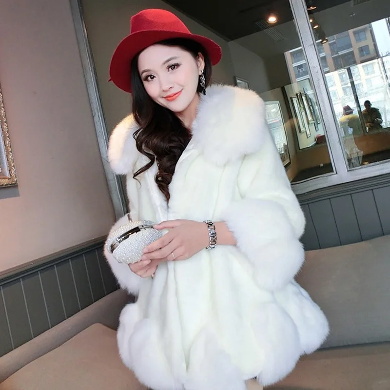 Spring New Fashion Luxury Imitation Arctic Fox Long Coat Popular Noble Faux Fur Coat