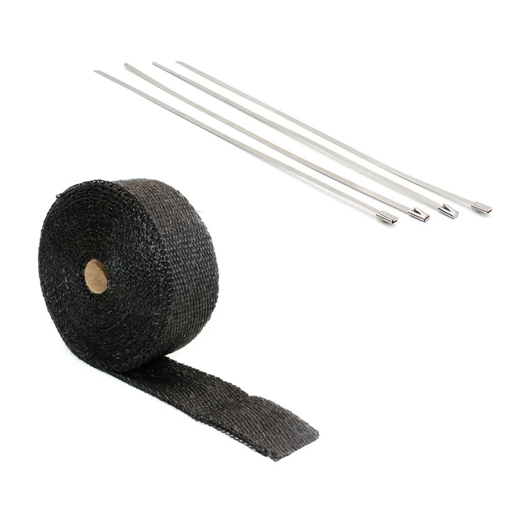 15mm * 25mm * 5mm Exhaust Heat Wrap Roll Header Tube Fiber Wrap Tape for Car Motorcycle exhaust wrape