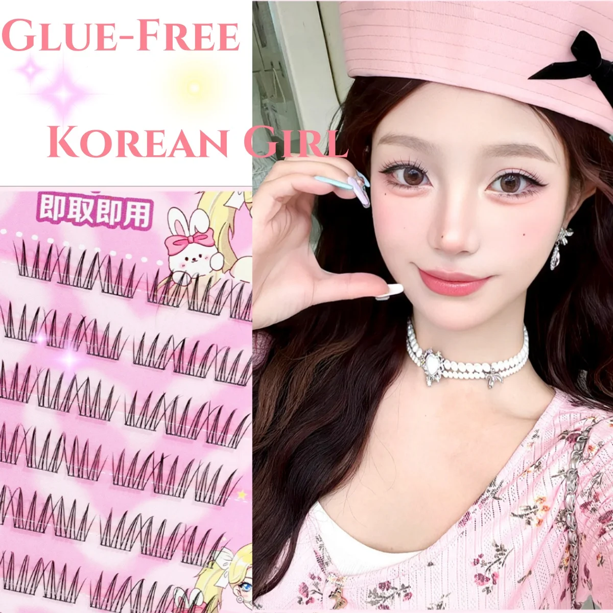MIAOJIE 自己粘着まつげクラスターまつげ接着剤なし個別まつげソフトアイドルラッシュクラスター再利用可能な自己粘着まつげ