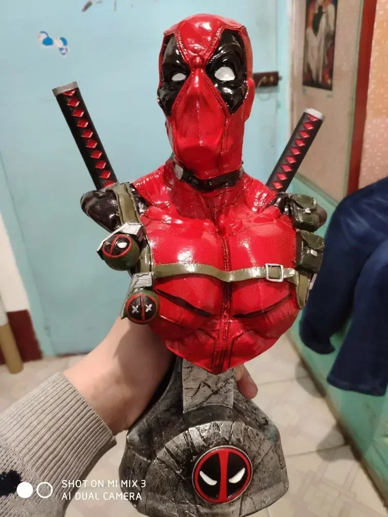 33cm X-Men Superhero Dead pool Bust Head portrait Figure Deadpool Resin statue Collectible Model home decor ornament adult gift